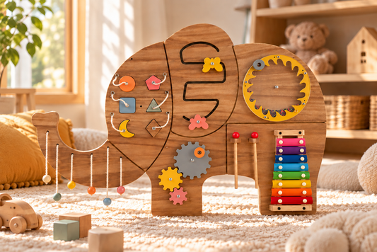 Elefante Sensorial de Madera | Maketa Baby Soft