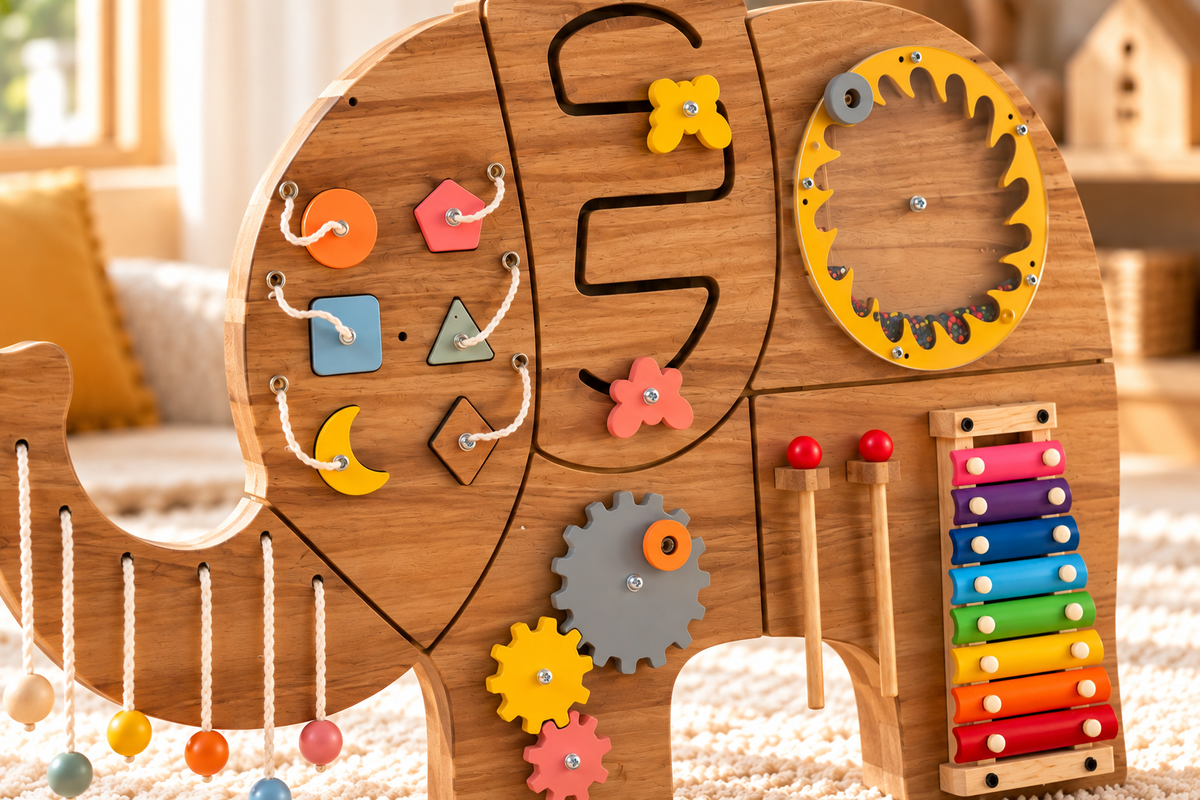 Elefante Sensorial de Madera | Maketa Baby Soft